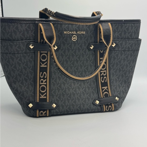 Michael Kors Black/Brown Signature Coated Canvas and Leather Small Maeve Tote - Picture 15 of 16